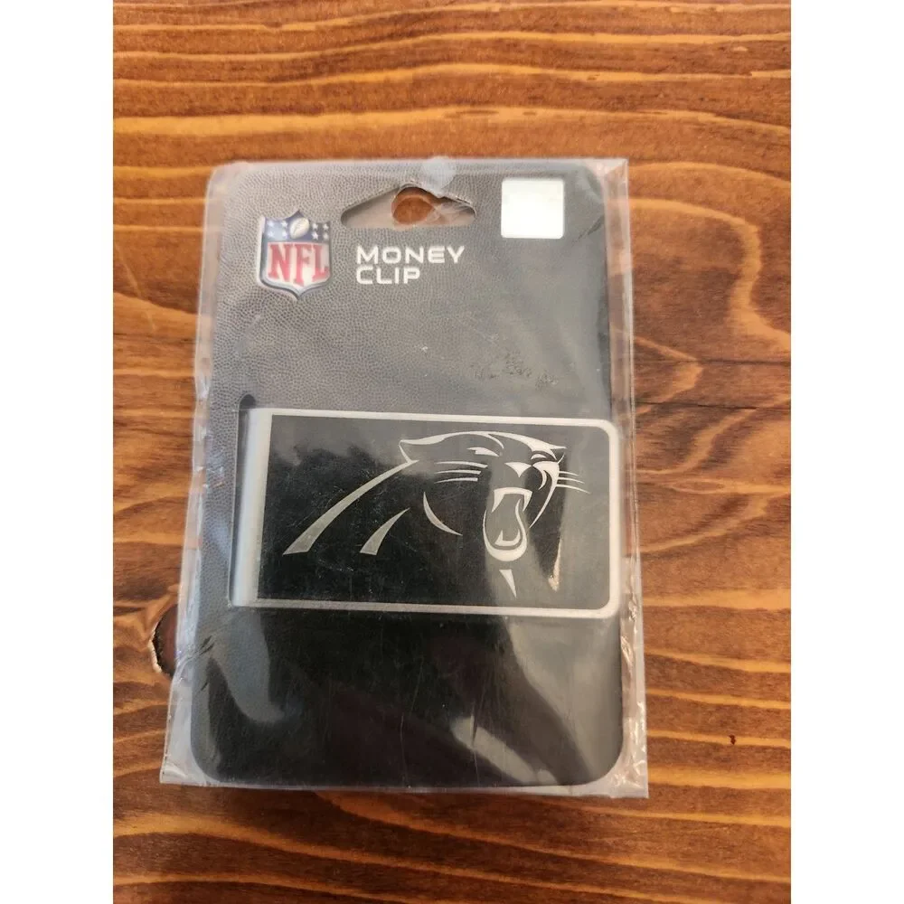 Carolina Panthers Money Clip Black and Steel Minimalist Wallet NWT NFL Football
